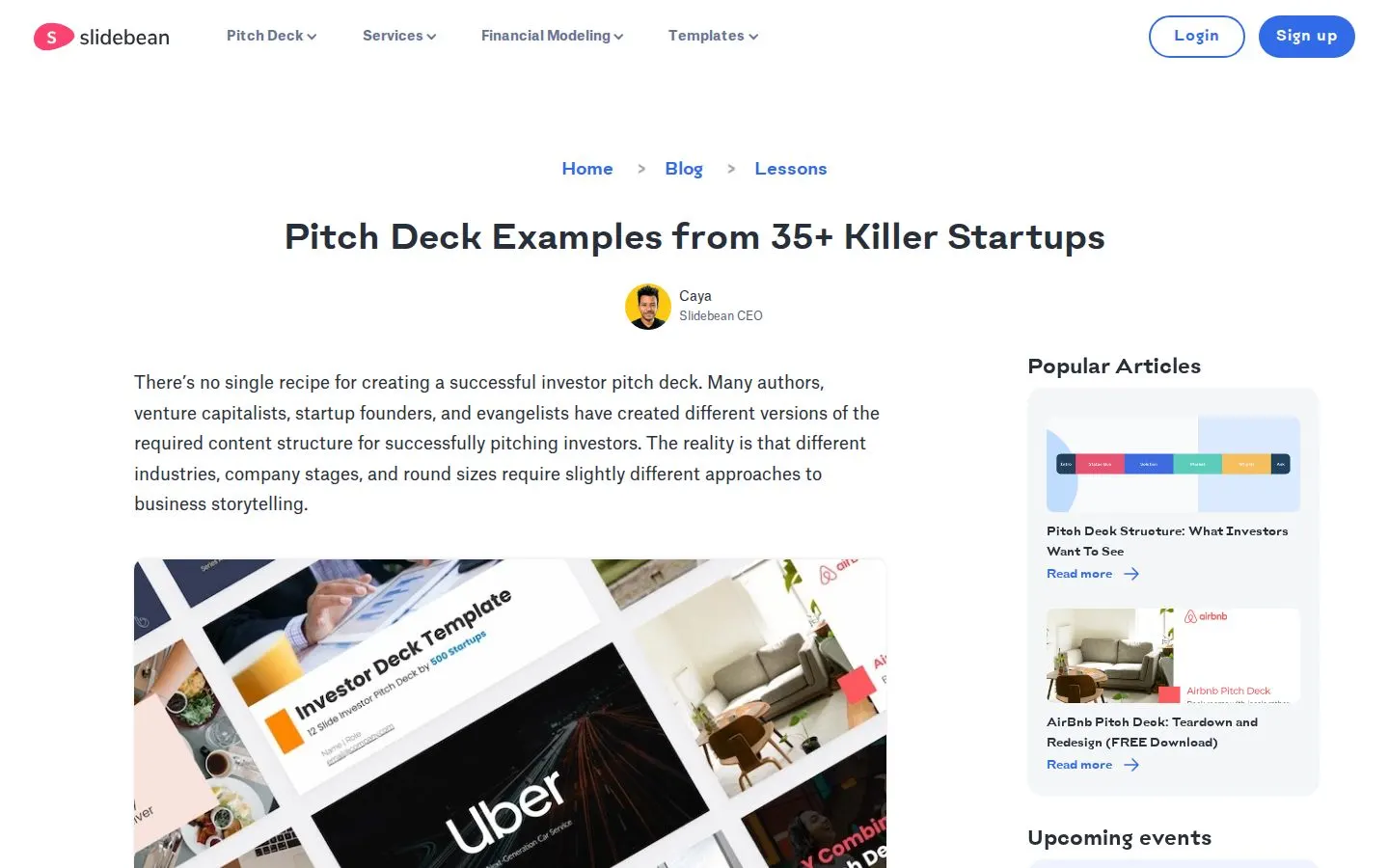 Slidebean Pitch Deck Examples screenshot